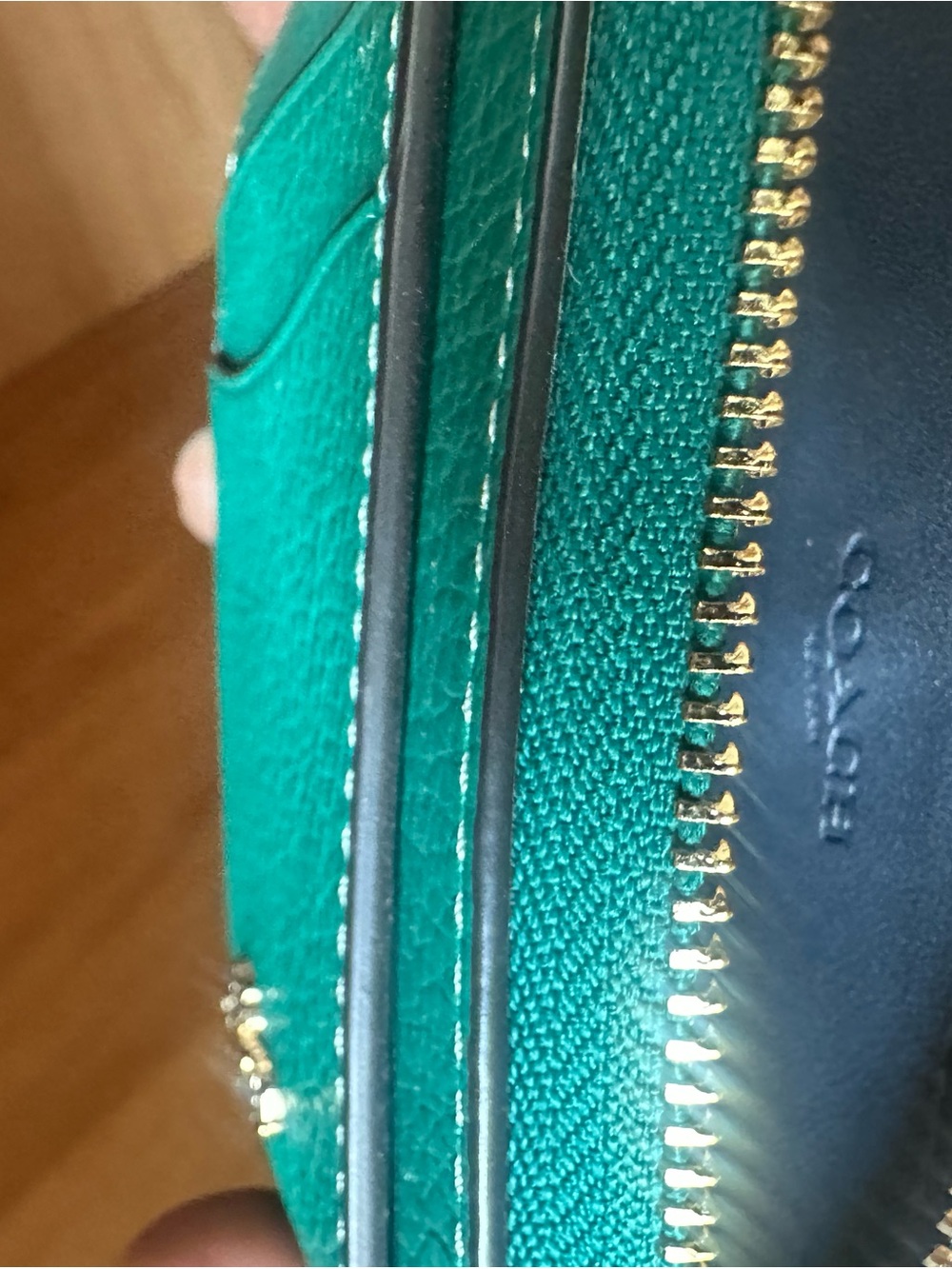 Authentic Coach Teal Leather Wallet with Gold Chain - Picture 8 of 10